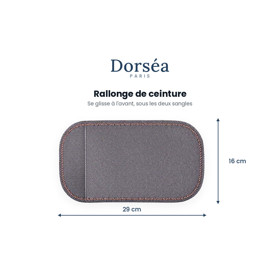 Rallonge de ceinture Dorséa, sangle grise à surpiqûres orange